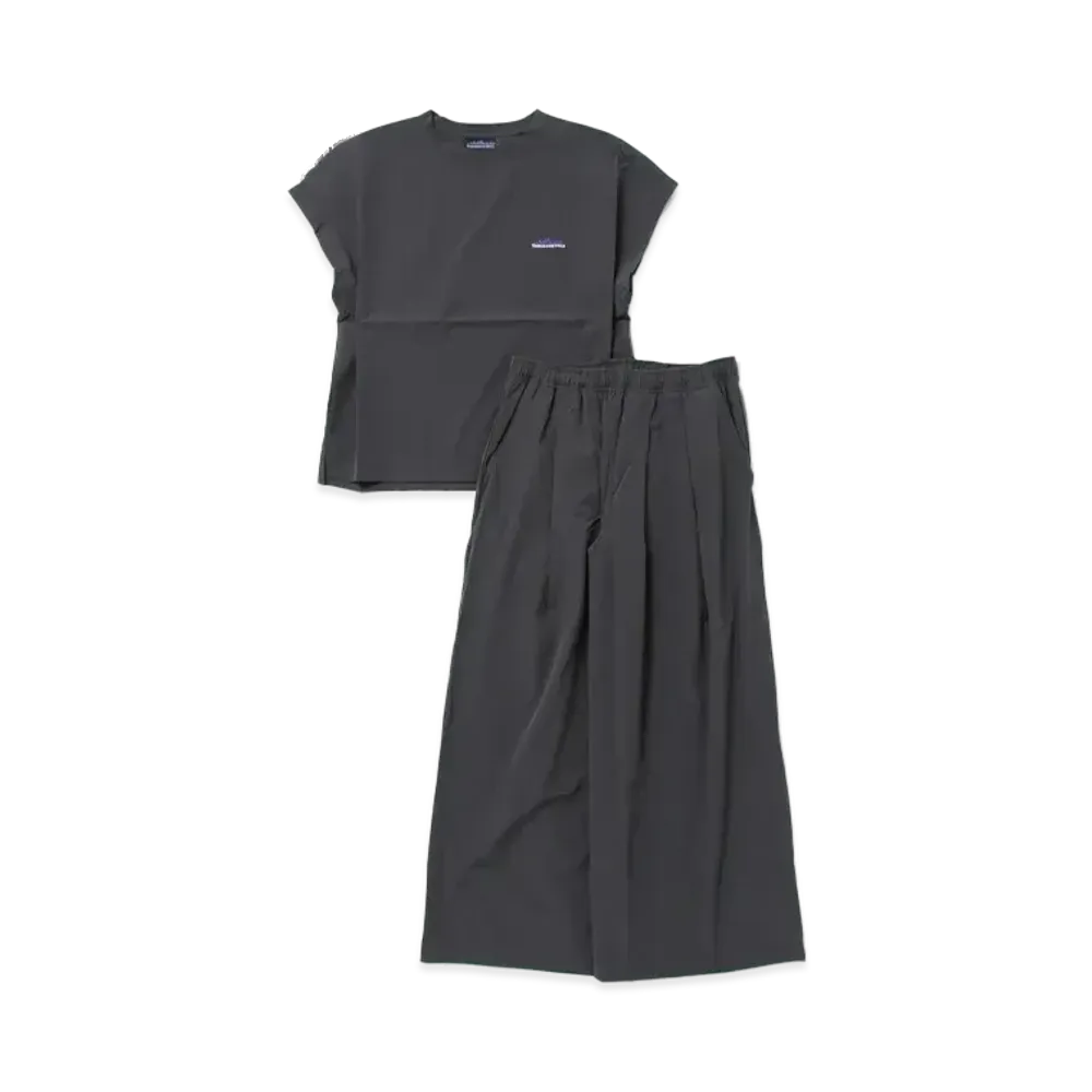 THOUSAND MILE French Sleeve Shirt & Wide Pants Set "Charcoal"