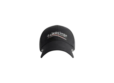 BALENCIAGA Political Stencil Cap in Cotton Drill "Black/White"