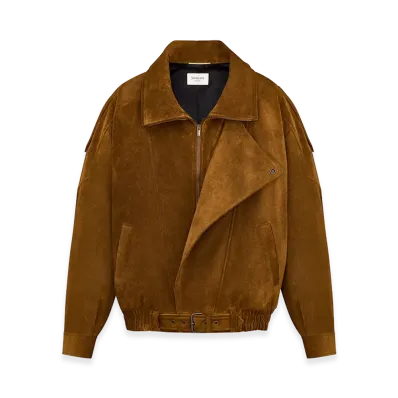 Saint Laurent Women's Oversized Vintage Split-Leather Jacket "Gray"