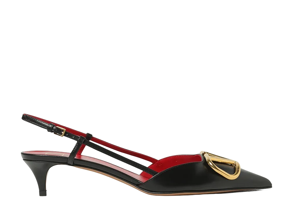 Valentino Garavani Women's Slingback With Leather Logo "Black"