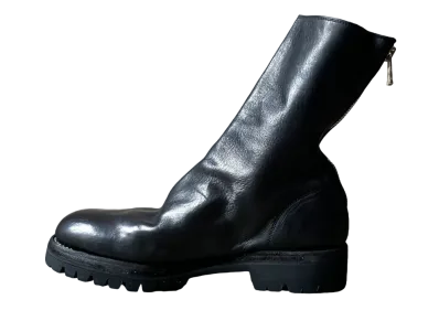 GUIDI Back Zip High Boots Horse Full Grain Leather "Black" 788V Rubber Sole