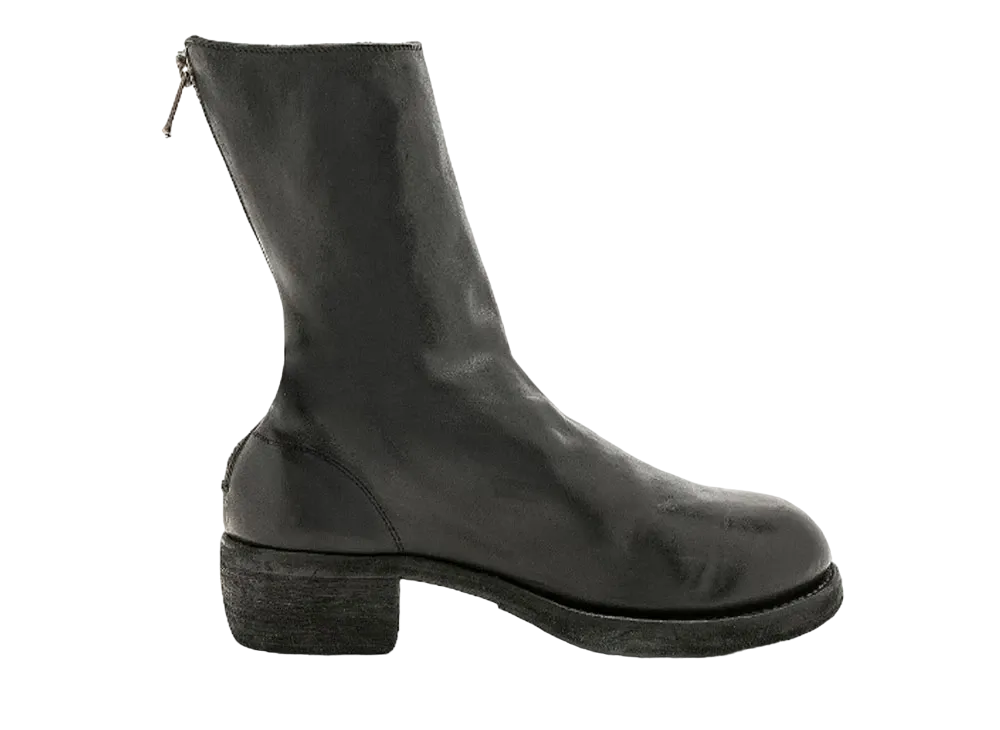 GUIDI Back Zip Mid Boots Horse Full Grain Leather "Black" 788Z788Z Thick Leather Sole(Double Sole)