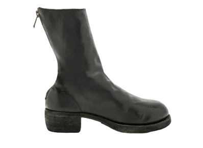 GUIDI Back Zip Mid Boots Horse Full Grain Leather "Black" 788Z788Z Thick Leather Sole(Double Sole)