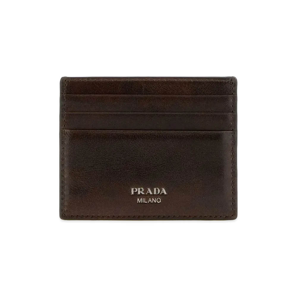 PRADA Leather Card Holder "Chocolate Brown"