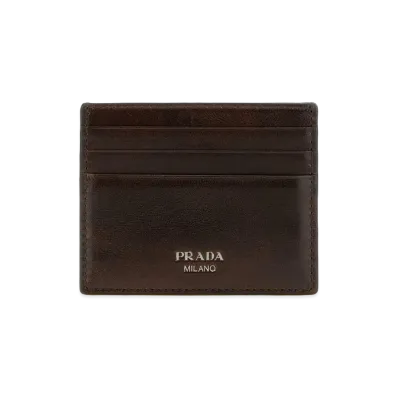 PRADA Leather Card Holder "Chocolate Brown"