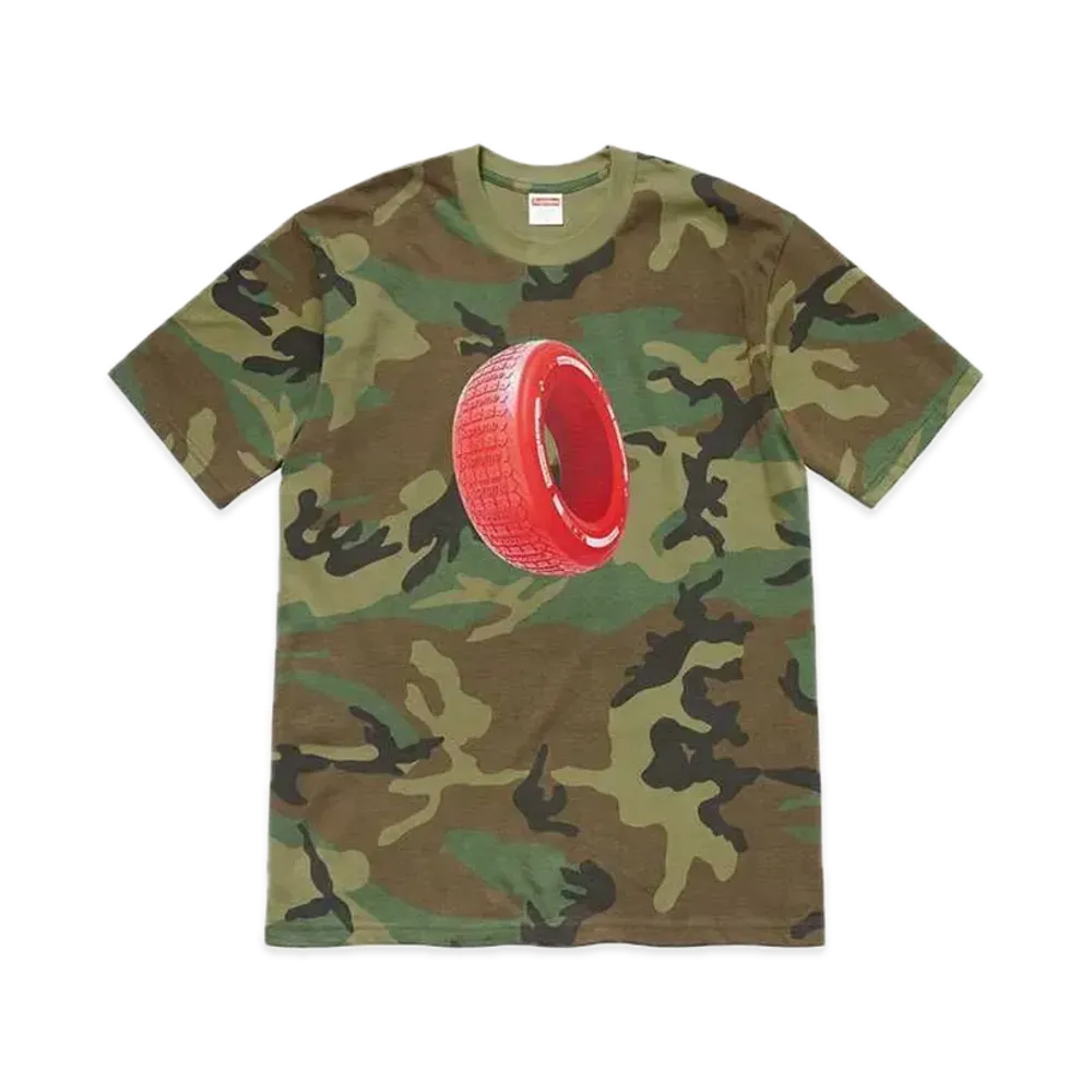 シュプリーム タイヤ Tシャツ "ウッドランド カモ"