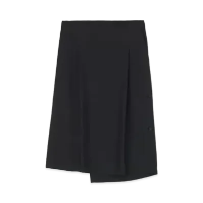 Yohji Yamamoto 24Momme Spun Silk Twill Y-Side Vent Tuck Wrap Cloth "Black"
