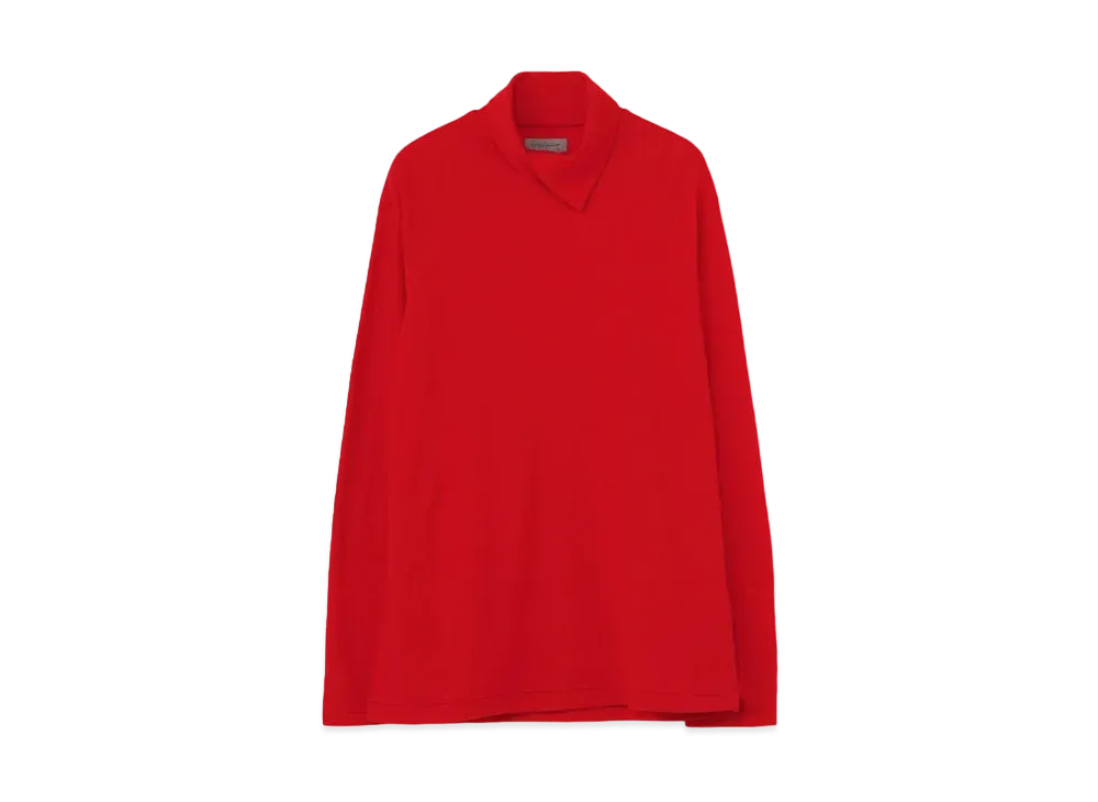 Yohji Yamamoto Pour Homme WOOL AIR PLAIN STITCH REGULAR LAYERED COLLAR TURTLE "Red"