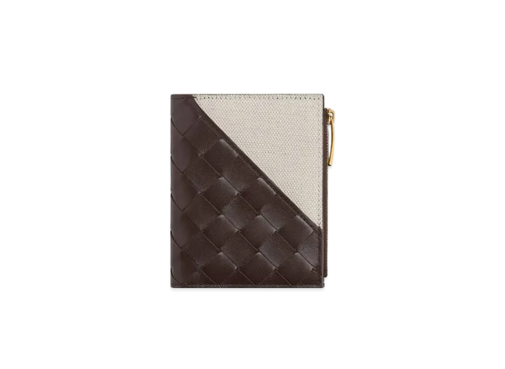 Bottega Veneta Intrecciato Diagonal Small Bi-Fold Wallet "Fondente/Natural"