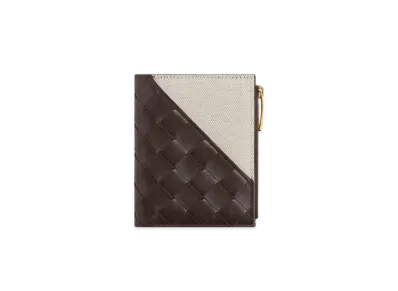 Bottega Veneta Intrecciato Diagonal Small Bi-Fold Wallet "Fondente/Natural"