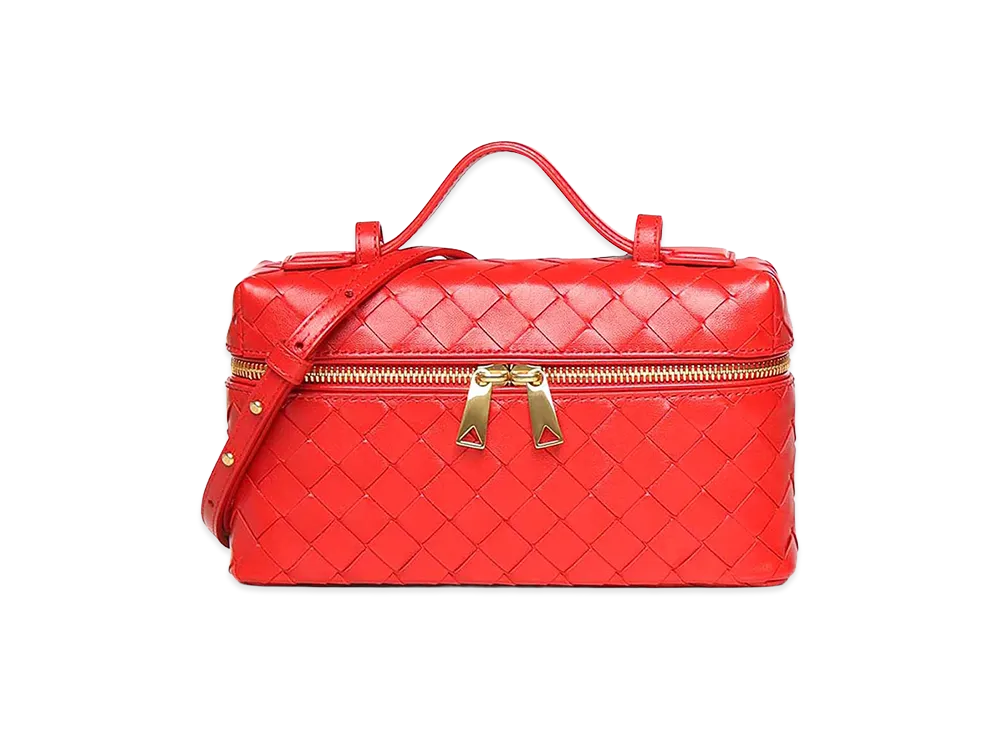 Bottega Veneta Women's Bang Leather Vanity Bag "Red"
