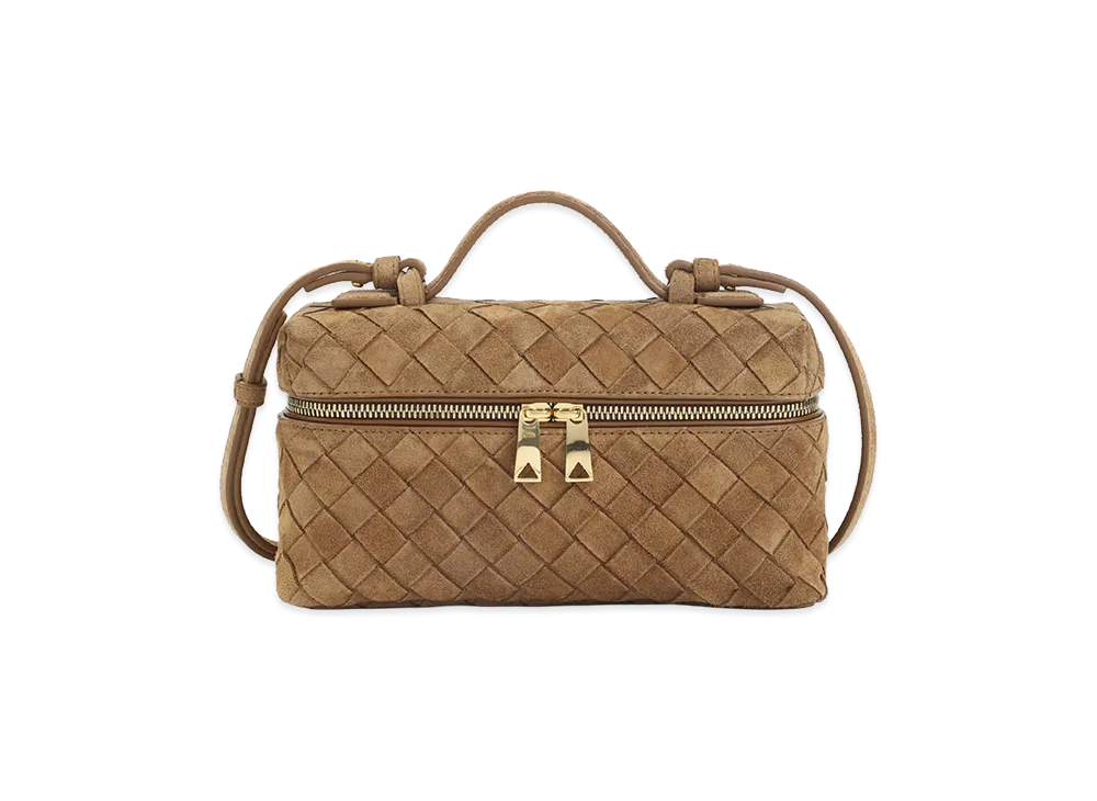 Bottega Veneta Women's Bang Bang Suede Vanity Case Bag "Camel"