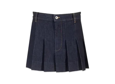 Bottega Veneta Women's Pleated Denim Miniskirt "Blue"