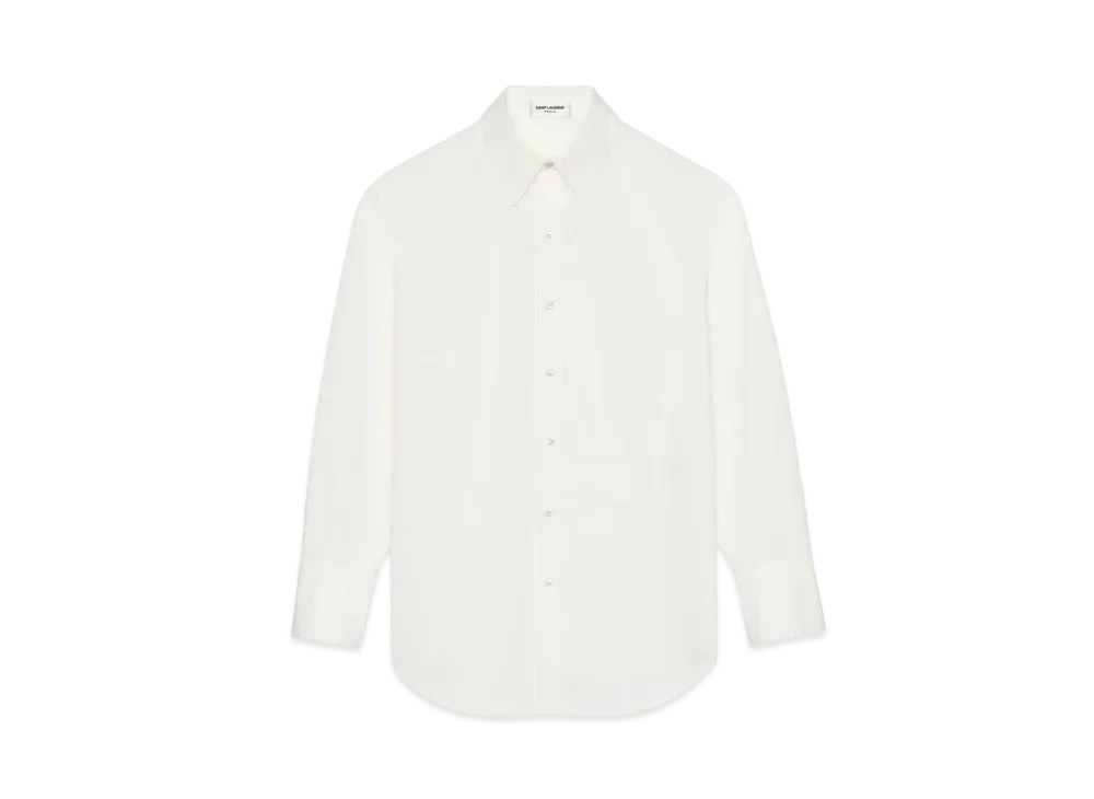 Saint Laurent Women's Oversized Shirt in Poplin "Craie"