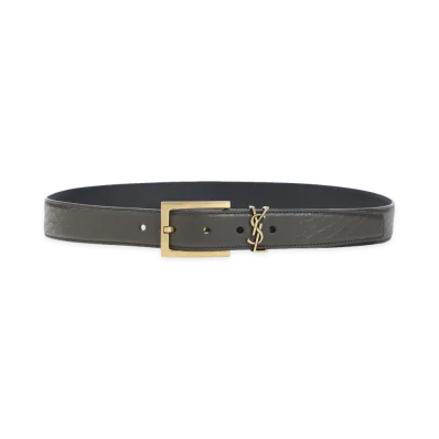 Saint Laurent Women's Light Musk Leather Belt "Green"
