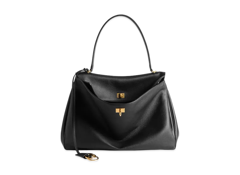 BALENCIAGA Rodeo Handbag Large Grained Calfskin "Black"