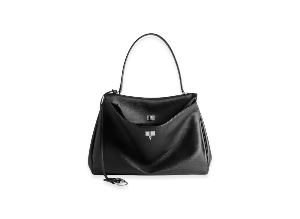 BALENCIAGA Rodeo Large Handbag In Grained Calfskin "Black"