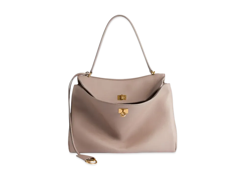 BALENCIAGA Rodeo Handbag Medium Grained Calfskin "Sesame"