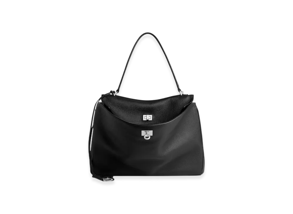 BALENCIAGA Rodeo Medium Grained Calfskin Handbag "Black"