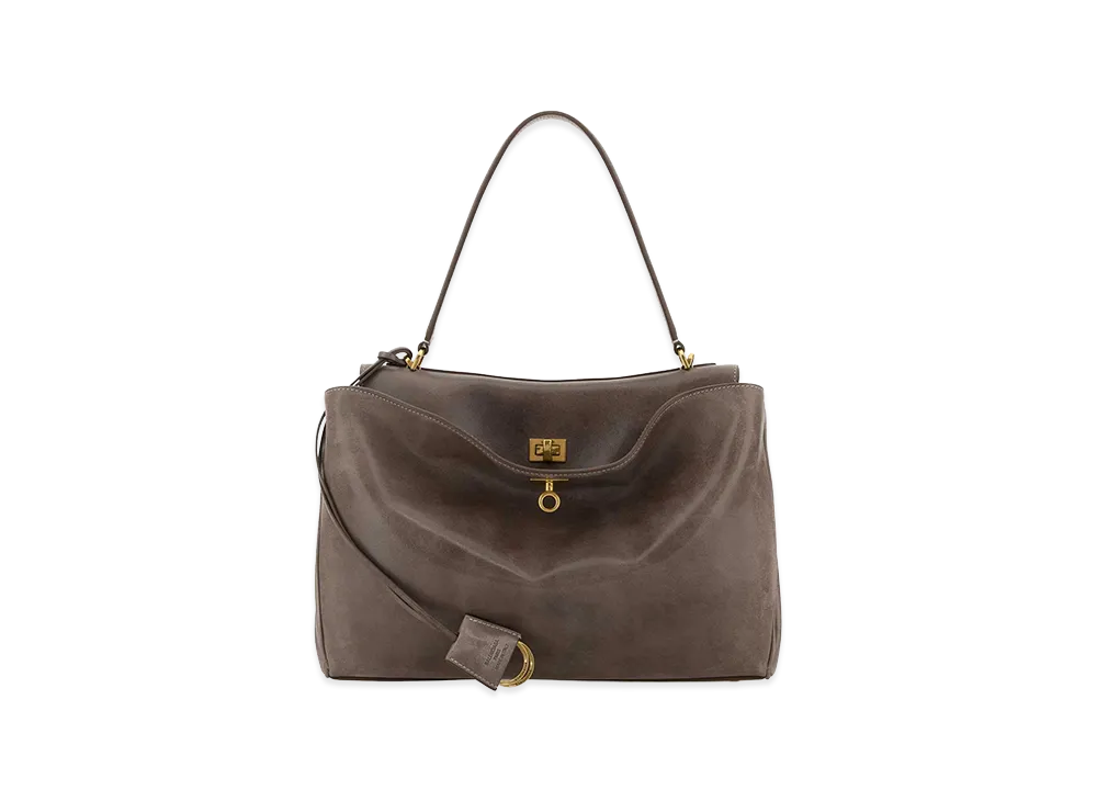 BALENCIAGA Women's Leather Rodeo Handbag "Mud/Brown"
