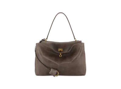 BALENCIAGA Women's Leather Rodeo Handbag "Mud/Brown"
