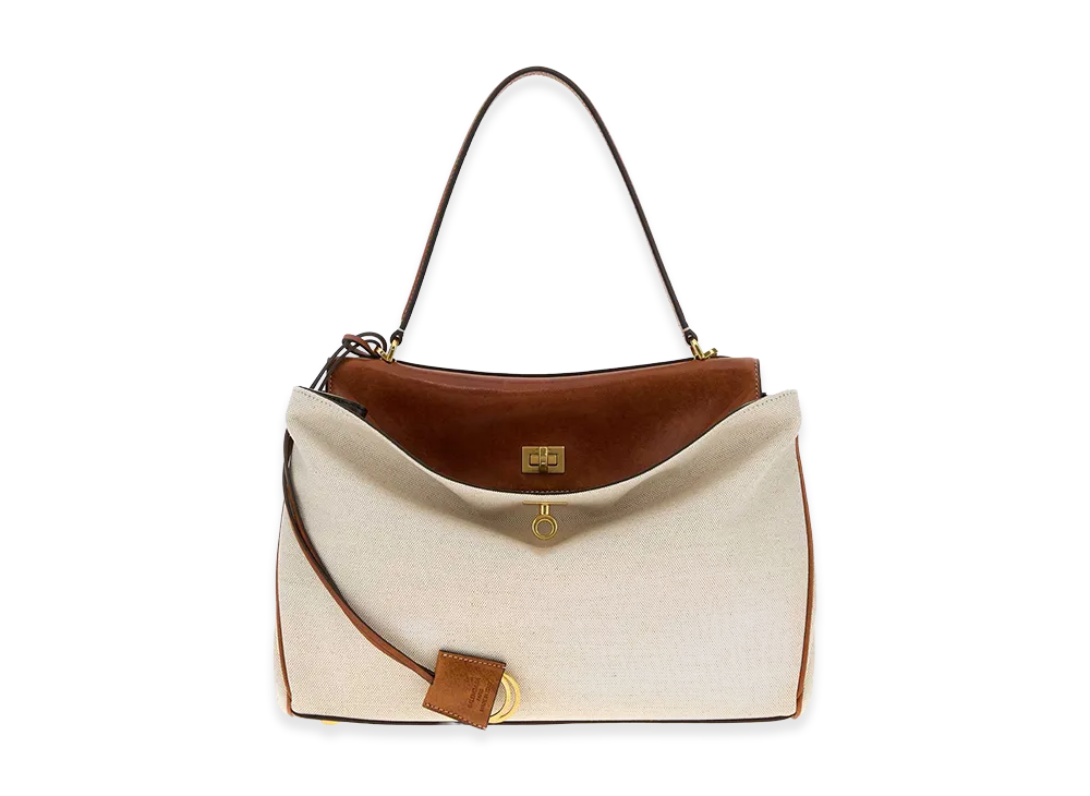 BALENCIAGA Women's Canvas Medium Rodeo Handbag "Sand Beige"
