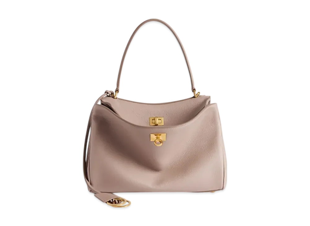 BALENCIAGA Rodeo Handbag Small Grained Calfskin "Sesame"