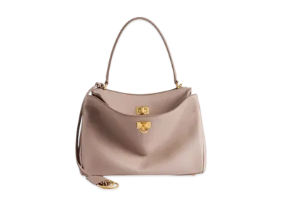 BALENCIAGA Rodeo Handbag Small Grained Calfskin "Sesame"