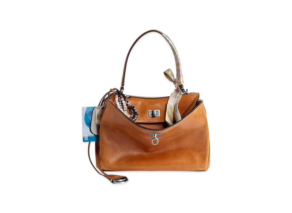 BALENCIAGA Rodeo Handbag Small with Charms "Tan Cowboy"
