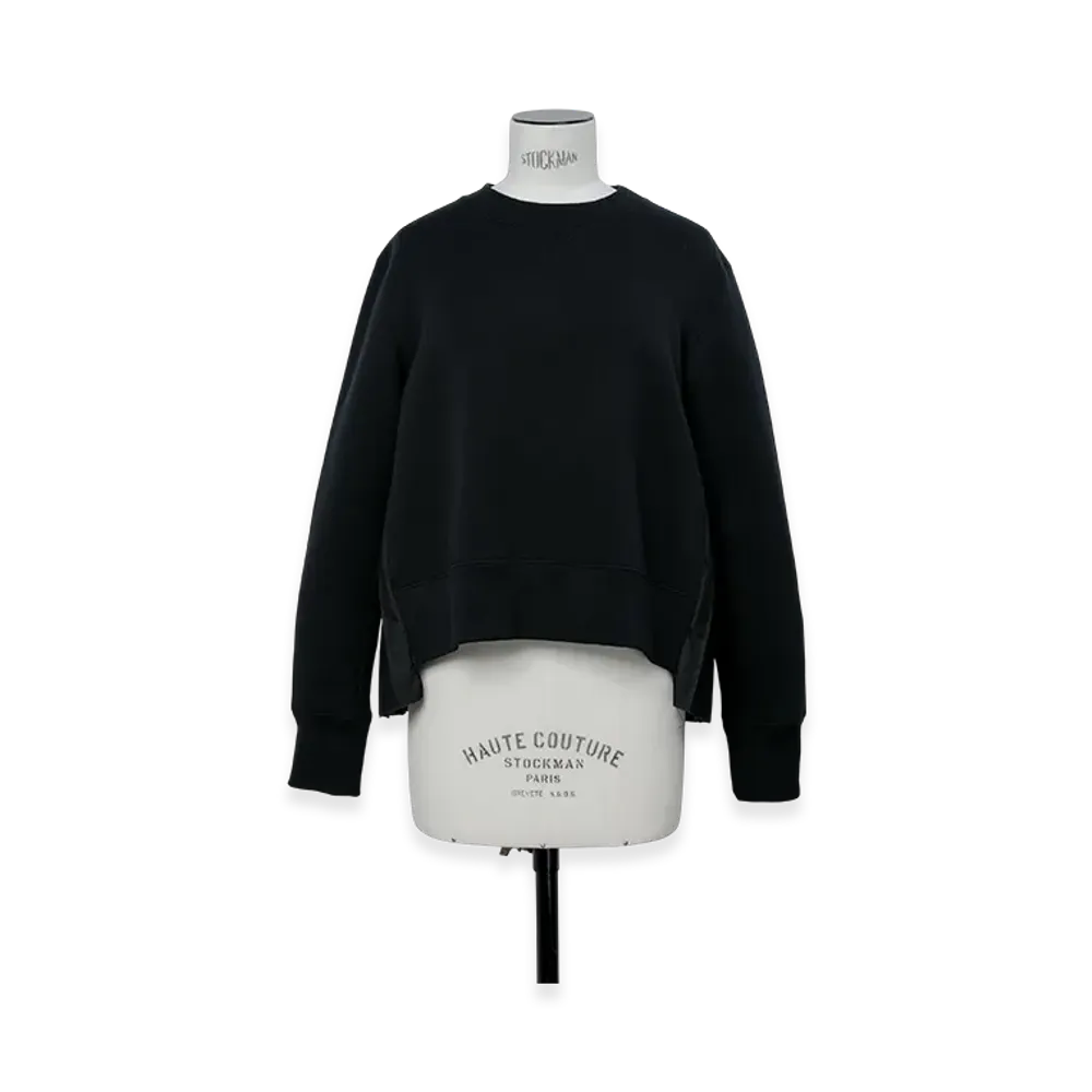 sacai Sponge Sweat x Cotton Poplin Pullover "Black/Black"