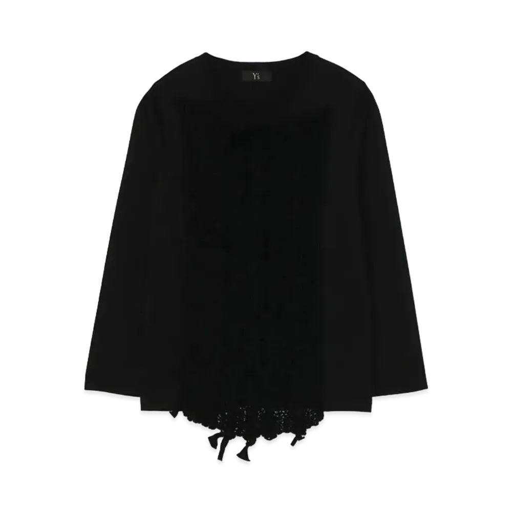 Yohji Yamamoto Y's COTTON PLAIN STITCH LS T WITH KNIT "Black"