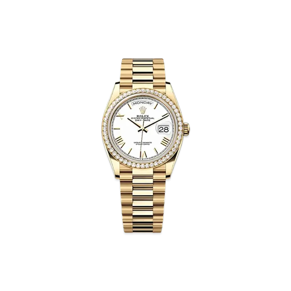 ROLEX Day-Date 36mm Yellow Gold Diamond 128348RBR "White"