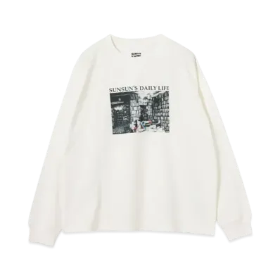 B:MING by BEAMS x PUPPET SUNSUN / Fade Photo Print Long Sleeve T-Shirt Book "OffWhite"
