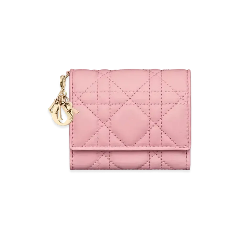Dior Lady Dior Lotus Wallet Cannage Lambskin Japan Exclusive "Antique Pink"