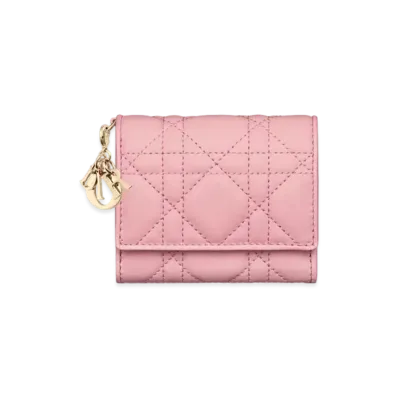 Dior Lady Dior Lotus Wallet Cannage Lambskin Japan Exclusive "Antique Pink"