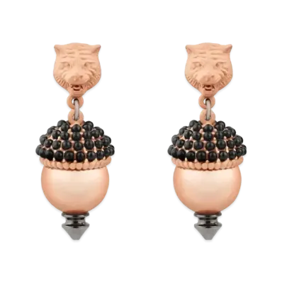 GUCCI Resin Pearl Decorated Tiger Head Earrings