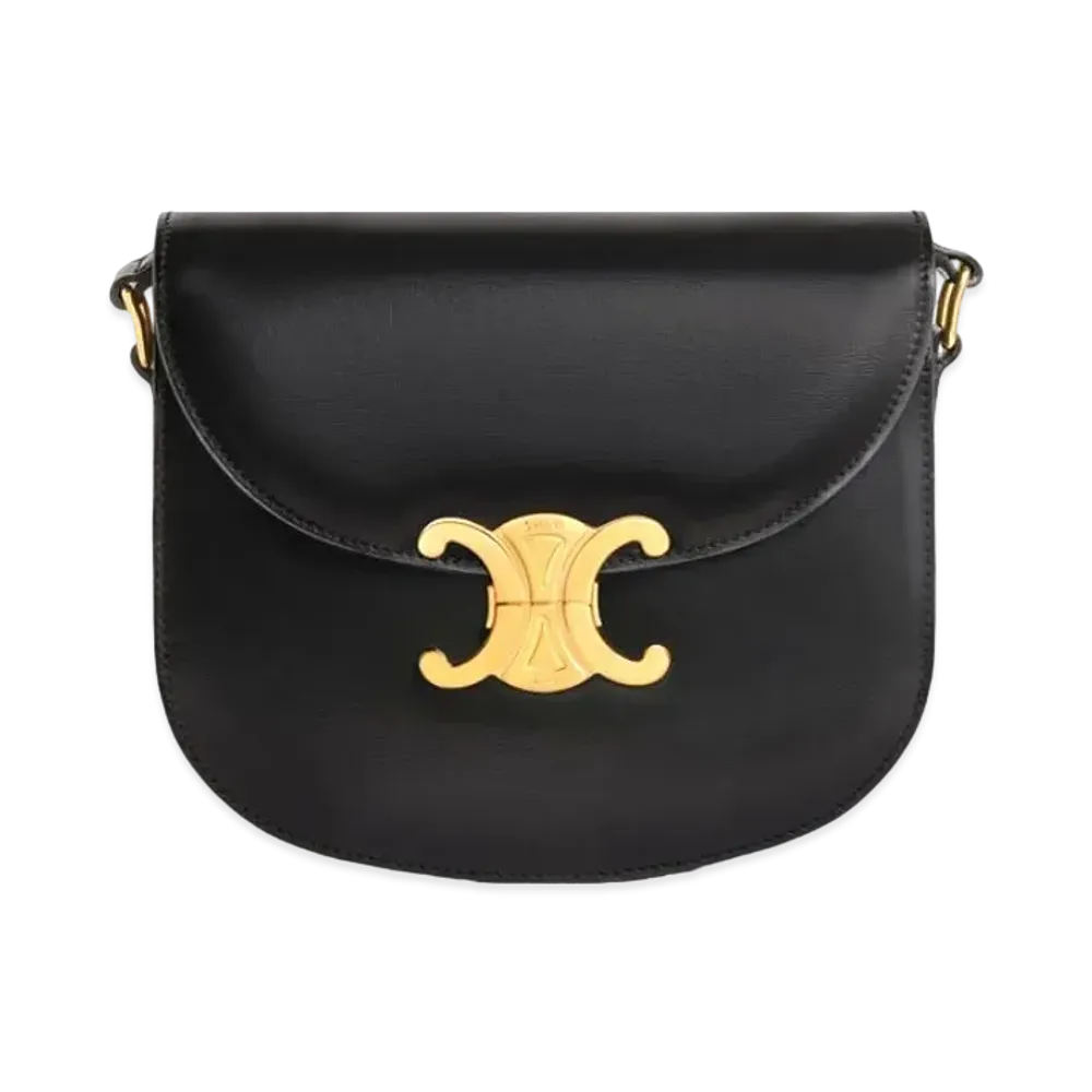 CELINE Teen Besace Triomphe In Shiny Calfskin "Black"