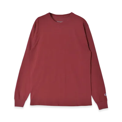 Champion Long Sleeve Blank Tee 5.2Oz "Cardinal"
