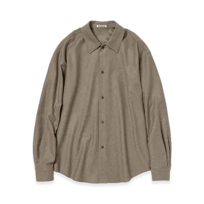 AURALEE Wool Fulling Flannel Shirt "Top Brown"