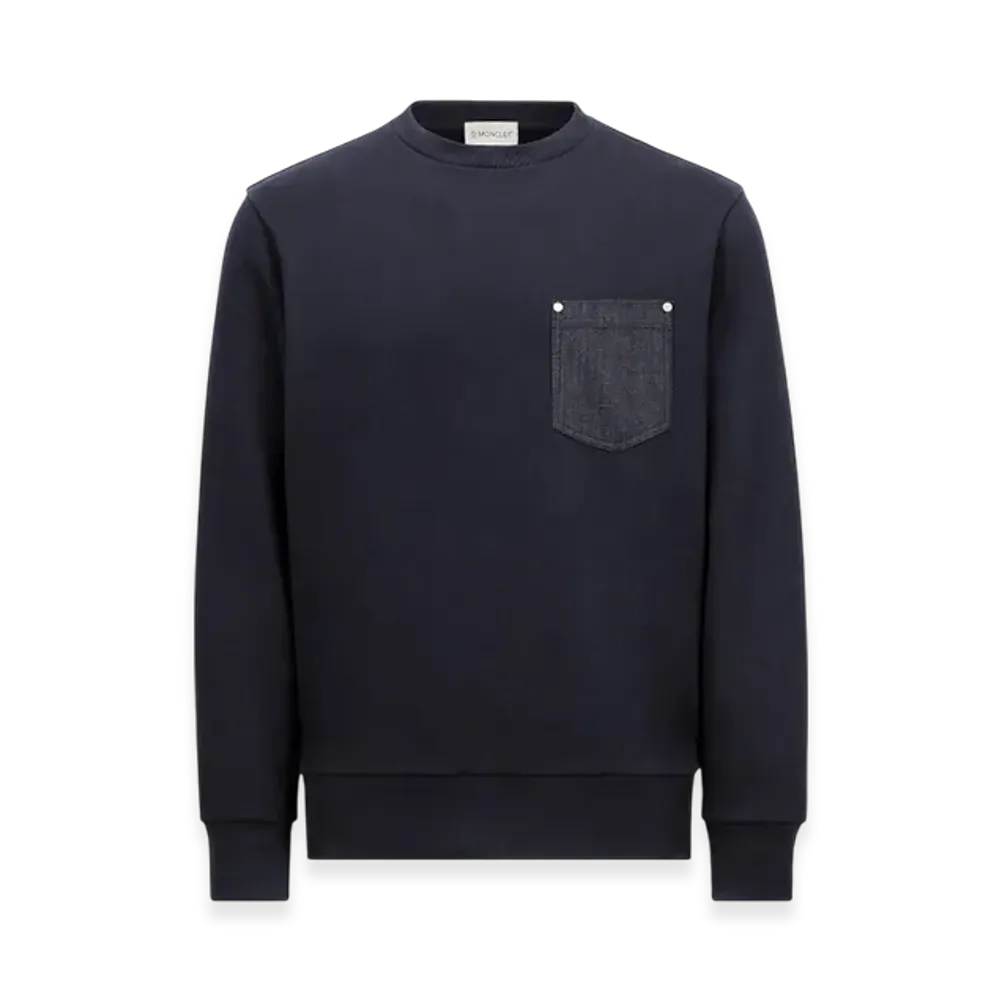 MONCLER Cotton & Denim Sweatshirt "Navy Blue"