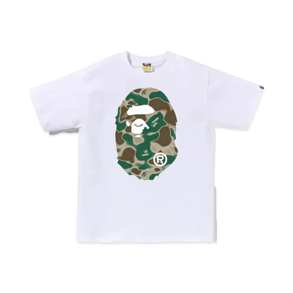 A BATHING APE Liquid Camo Big Ape Head Tee "White"