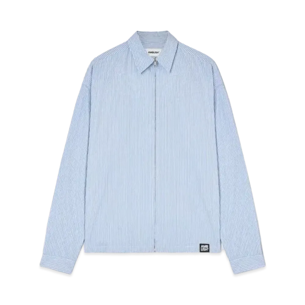 AMBUSH Striped Zip-Up Cotton Shirt "Ballad Blue"