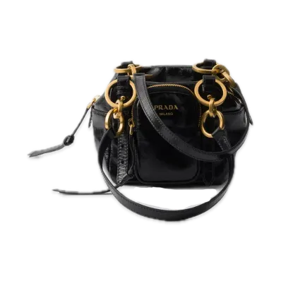 PRADA Dangle Leather Top-Handle Mini Bag "Black"