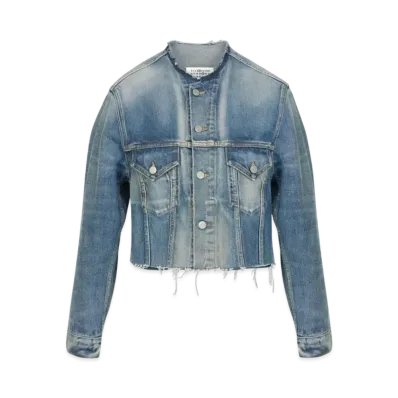 Maison Margiela Men's Cropped Collarless Denim Jacket "Blue"