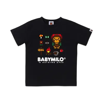 A BATHING APE Baby Milo Camp Tee "Black"
