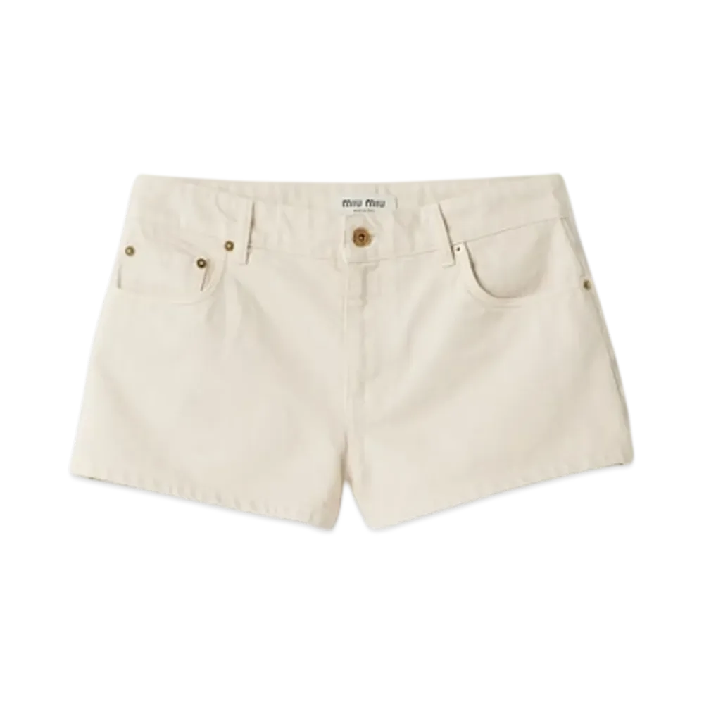 MIU MIU Women's Denim Shorts "Ecru"