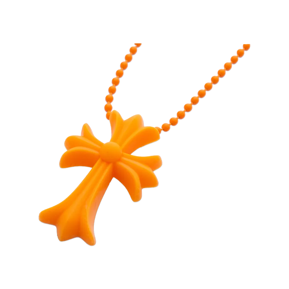 Chrome Hearts Rubber Small CH Cross Silicon Necklace "Orange"