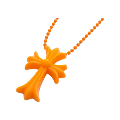 Chrome Hearts Rubber Small CH Cross Silicon Necklace "Orange"