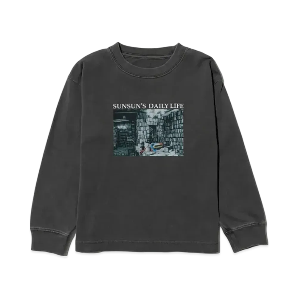 B:MING by BEAMS x PUPPET SUNSUN Kids / Fade Photo Print Long Sleeve T-Shirt Book "InkBlack"