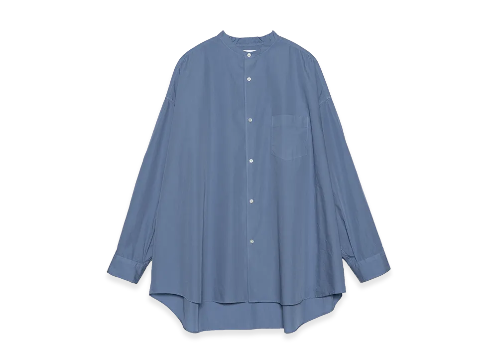 Graphpaper minus Botanical Dyed Broad L/S Oversized Band Collar Shirt "Blue"
